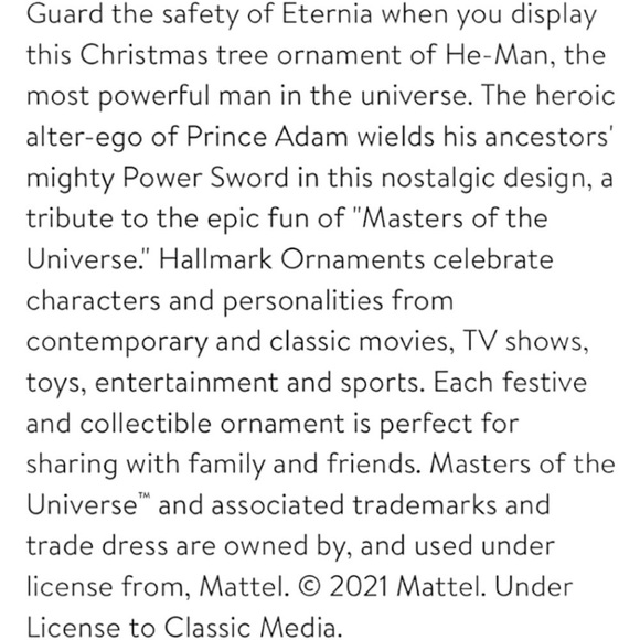 Nib Hallmark He-Man Christmas Ornament Masters of the Universe 2021 Rein 3 Inch - Picture 10 of 13